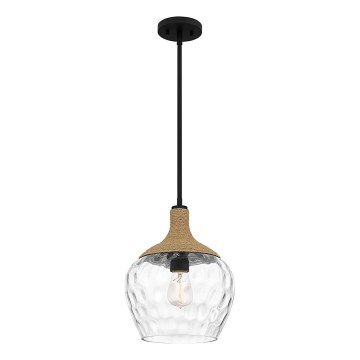 Quoizel - Lustra ar stieni ROYER 1xE27/60W/230V d. 30,2 cm caurspīdīga/melna/bēša