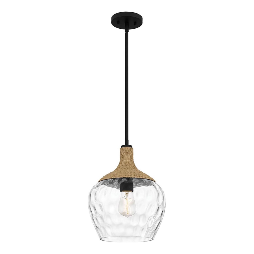 Quoizel - Lustra ar stieni ROYER 1xE27/60W/230V d. 30,2 cm caurspīdīga/melna/bēša