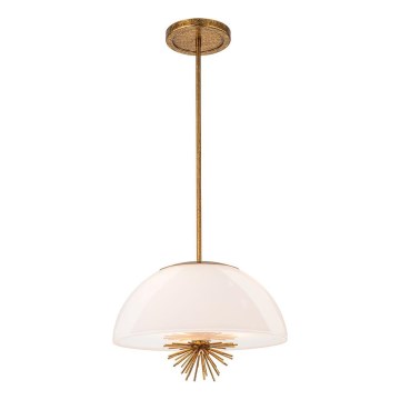 Quoizel - Lustra ar stieni STARING 3xE14/40W/230V d. 45,7 cm zelta/patina/balta
