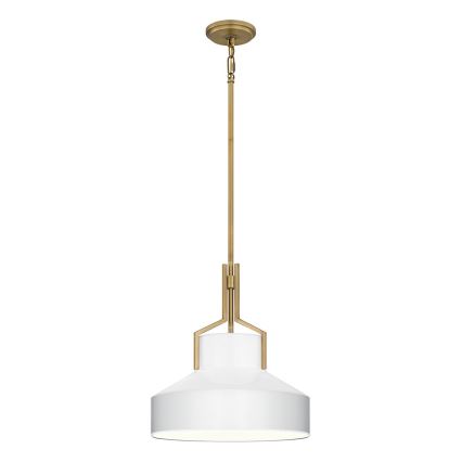 Quoizel - griestu lustra uz stieņa BRECKEN 2xE27/60W/230V zelta/balta