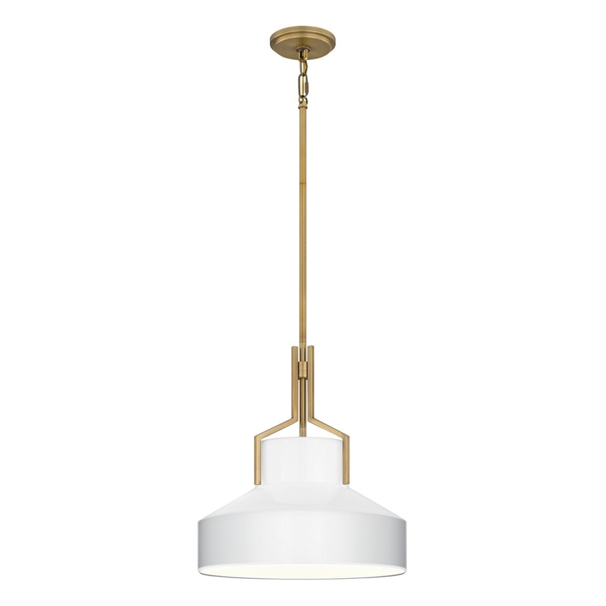 Quoizel - griestu lustra uz stieņa BRECKEN 2xE27/60W/230V zelta/balta