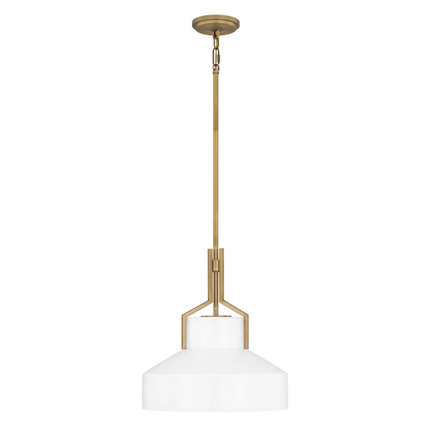 Quoizel - griestu lustra uz stieņa BRECKEN 2xE27/60W/230V zelta/balta