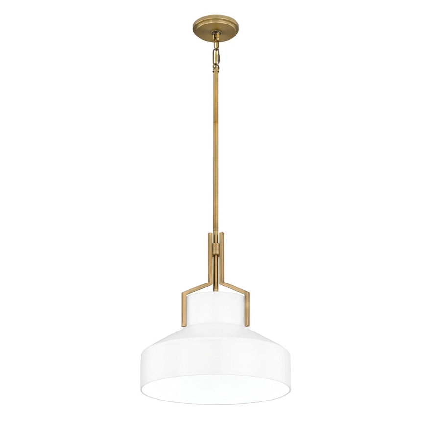 Quoizel - griestu lustra uz stieņa BRECKEN 2xE27/60W/230V zelta/balta