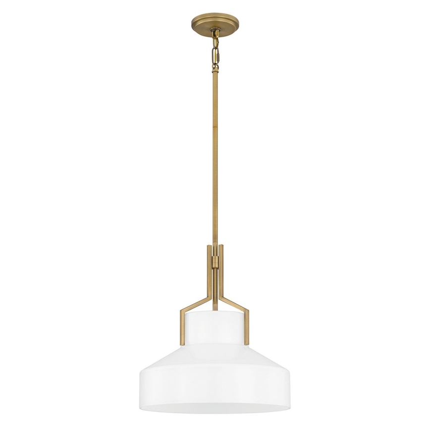 Quoizel - griestu lustra uz stieņa BRECKEN 2xE27/60W/230V zelta/balta