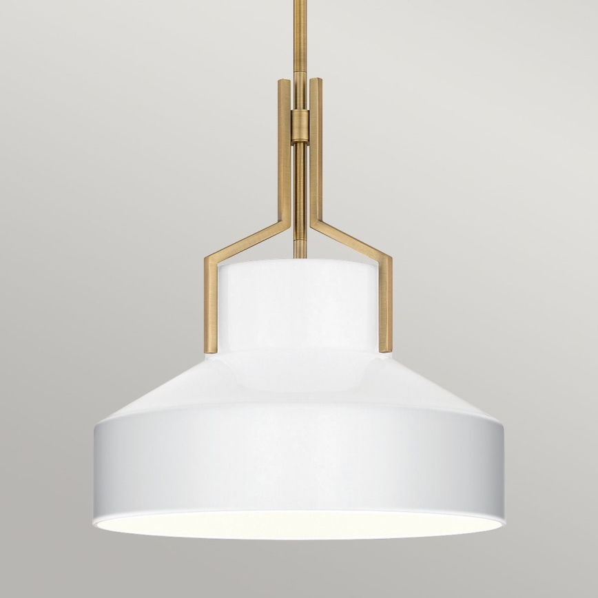 Quoizel - griestu lustra uz stieņa BRECKEN 2xE27/60W/230V zelta/balta