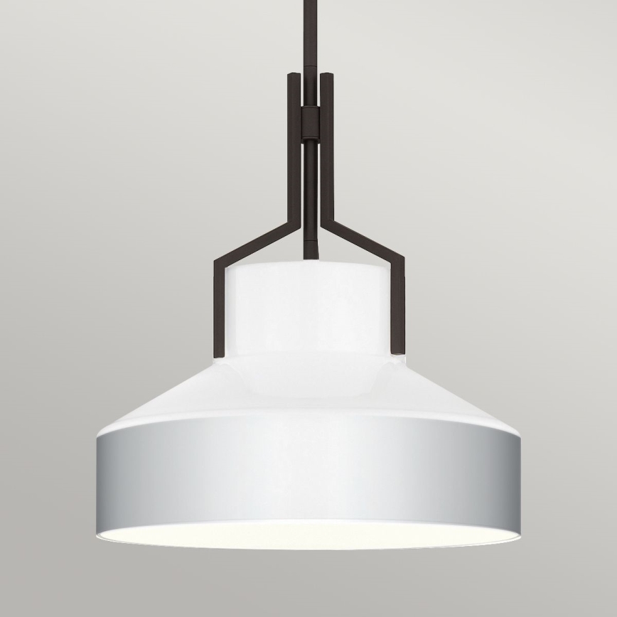 Quoizel - Lustra uz stieņa BRECKEN 2xE27/60W/230V melna/balta