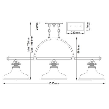 Quoizel - Lustra ar ķēdi EMERY 3xE27/100W/230V spīdīgi hromēts
