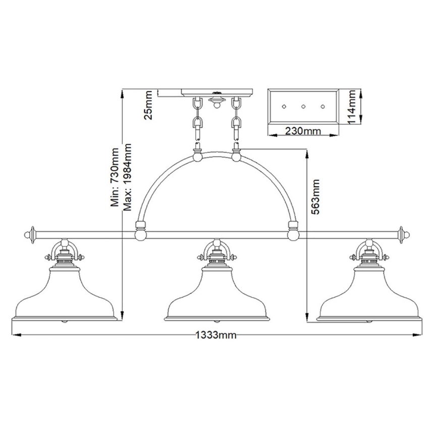Quoizel - Lustra ar ķēdi EMERY 3xE27/100W/230V spīdīgi hromēts