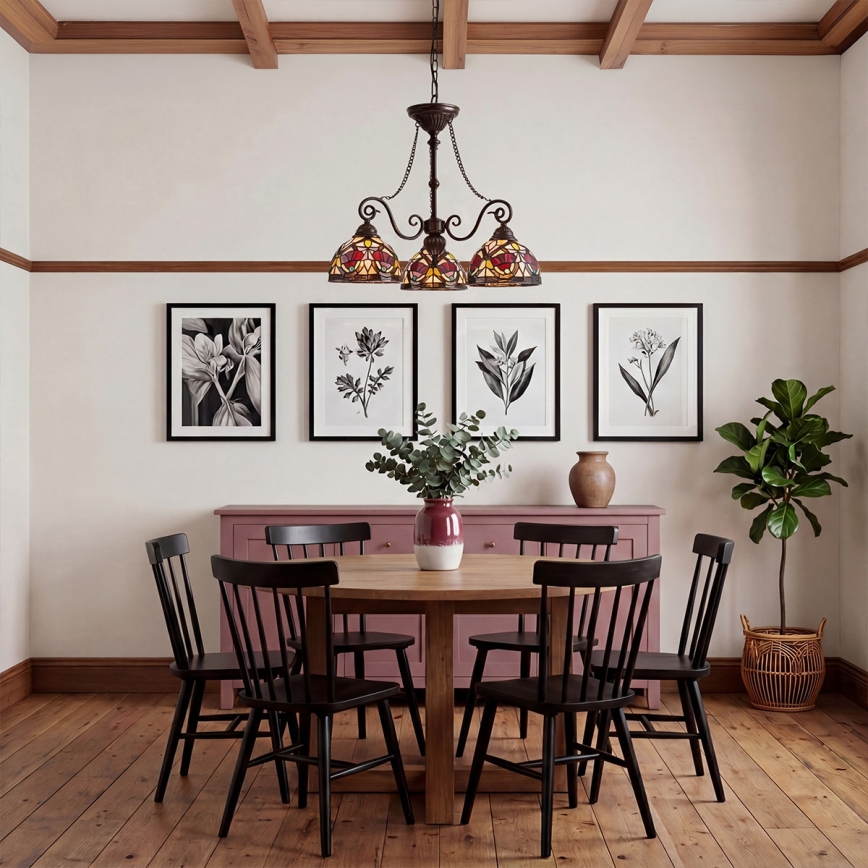 Quoizel - lustra ar ķēdi Tiffany LARISSA 3xE27/60W/230V Ø 63,6 cm