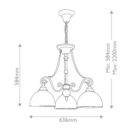 Quoizel - lustra ar ķēdi Tiffany LARISSA 3xE27/60W/230V Ø 63,6 cm