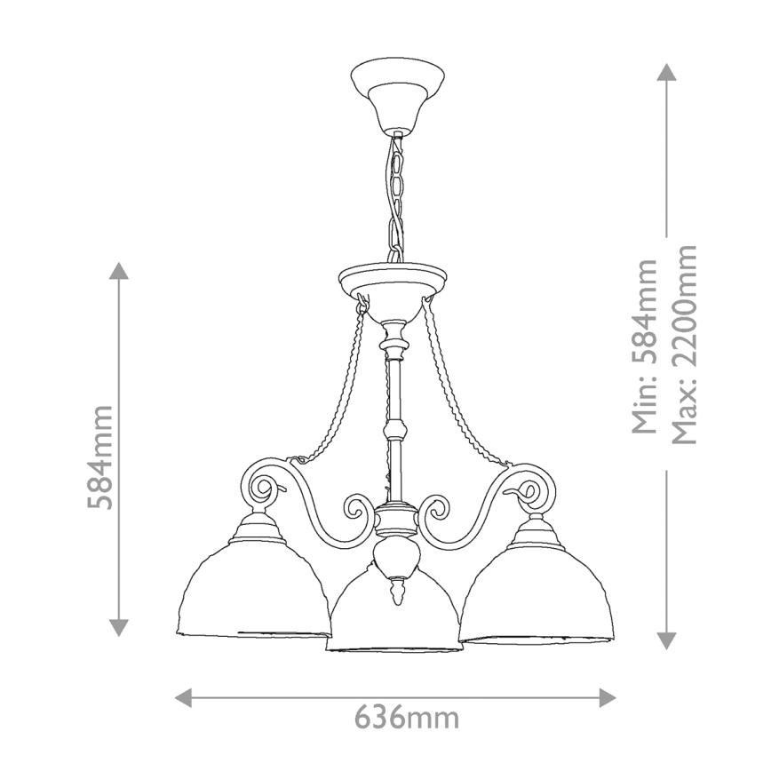 Quoizel - lustra ar ķēdi Tiffany LARISSA 3xE27/60W/230V Ø 63,6 cm