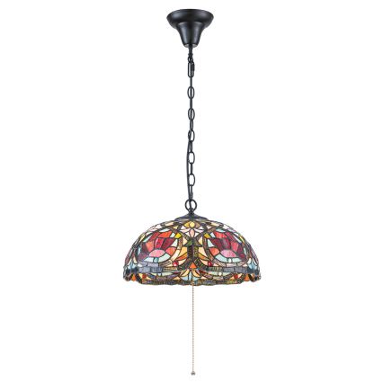 Quoizel - Tiffany stila pakaramā lustra ar ķēdi LARISSA 3xE27/60W/230V Ø 38,5 cm