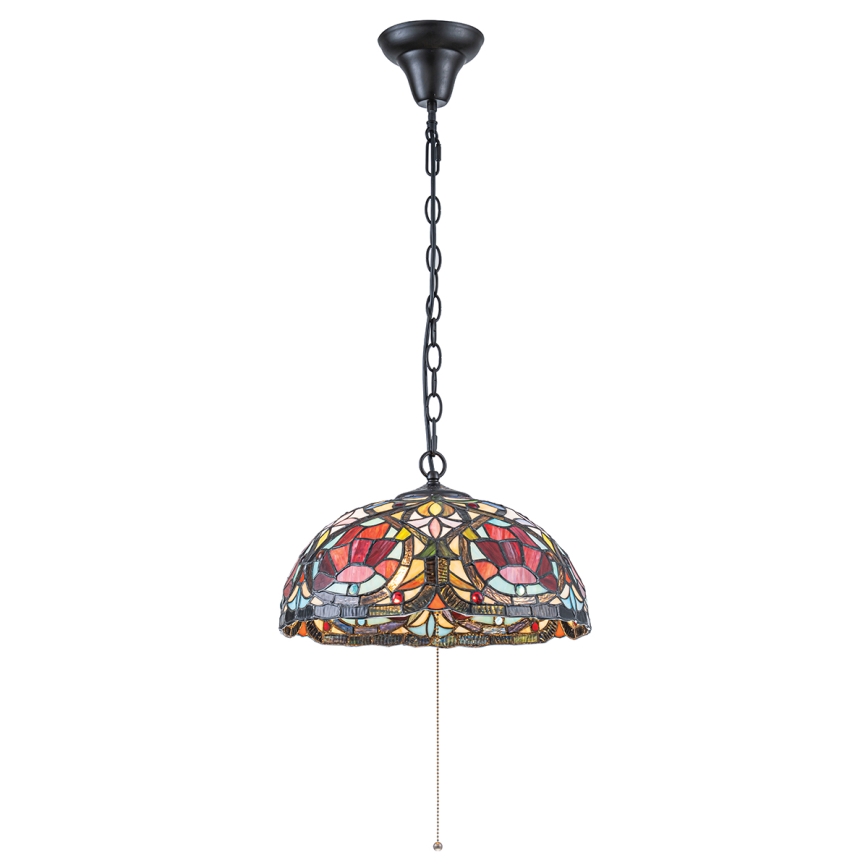 Quoizel - Tiffany stila pakaramā lustra ar ķēdi LARISSA 3xE27/60W/230V Ø 38,5 cm