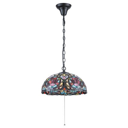 Quoizel - Tiffany stila pakaramā lustra ar ķēdi LARISSA 3xE27/60W/230V Ø 38,5 cm