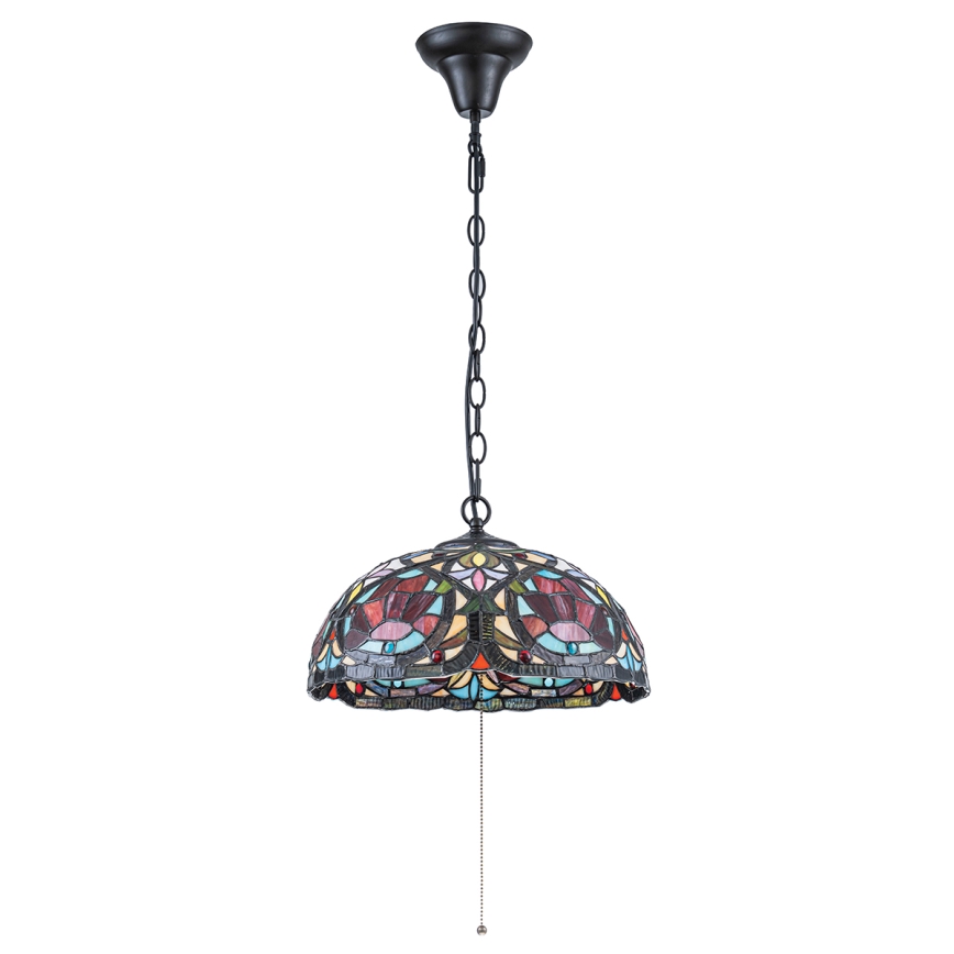 Quoizel - Tiffany stila pakaramā lustra ar ķēdi LARISSA 3xE27/60W/230V Ø 38,5 cm