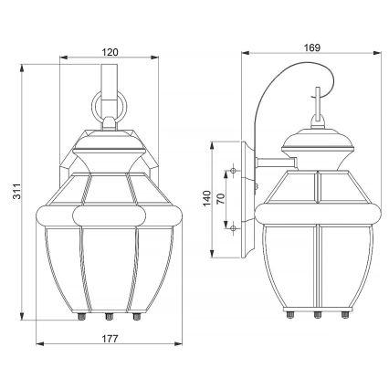 Quoizel - Āra sienas gaismeklis NEWBURY 1xE27/60W/230V IP44 vara krāsā
