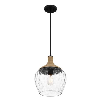 Quoizel - Lustra ar stieni ROYER 1xE27/60W/230V d. 30,2 cm caurspīdīga/melna/bēša
