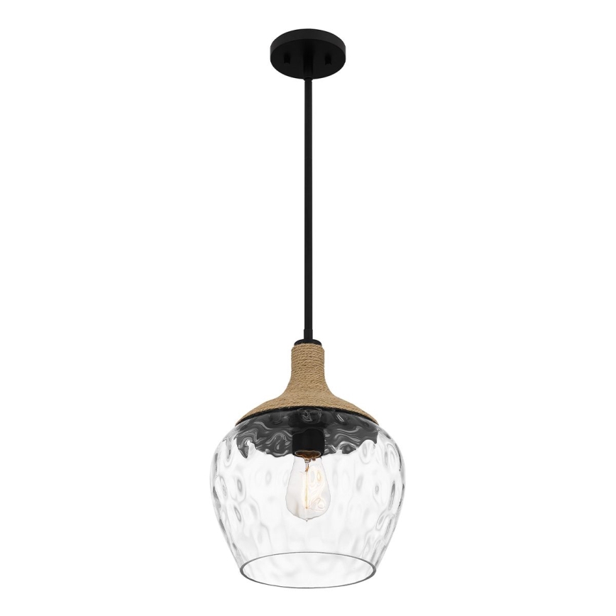 Quoizel - Lustra ar stieni ROYER 1xE27/60W/230V d. 30,2 cm caurspīdīga/melna/bēša