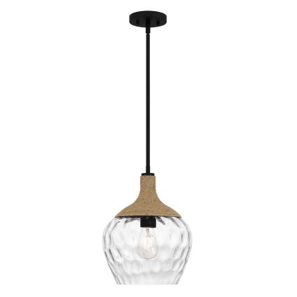Quoizel - Lustra ar stieni ROYER 1xE27/60W/230V d. 30,2 cm caurspīdīga/melna/bēša