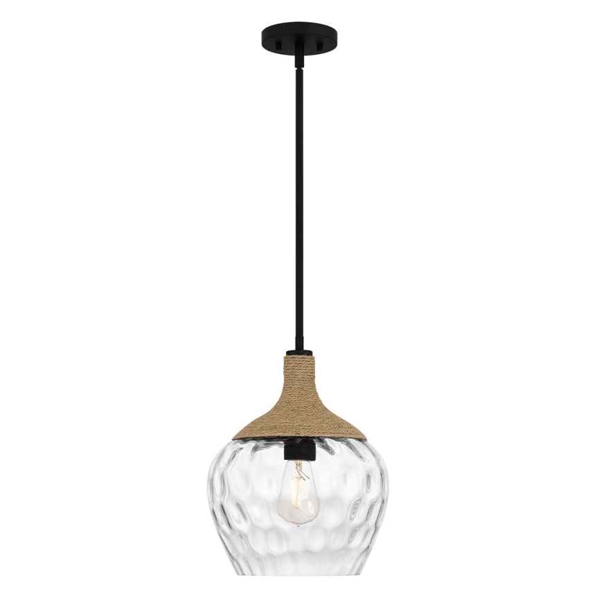 Quoizel - Lustra ar stieni ROYER 1xE27/60W/230V d. 30,2 cm caurspīdīga/melna/bēša
