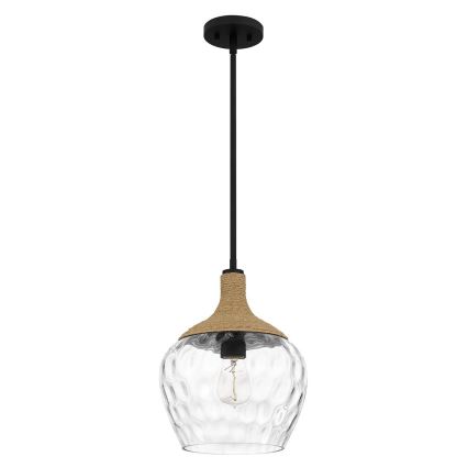 Quoizel - Lustra ar stieni ROYER 1xE27/60W/230V d. 30,2 cm caurspīdīga/melna/bēša