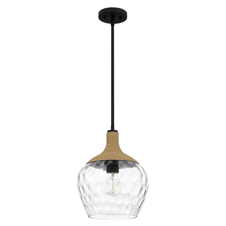 Quoizel - Lustra ar stieni ROYER 1xE27/60W/230V d. 30,2 cm caurspīdīga/melna/bēša