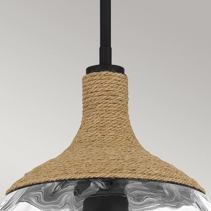 Quoizel - Lustra ar stieni ROYER 1xE27/60W/230V d. 30,2 cm caurspīdīga/melna/bēša