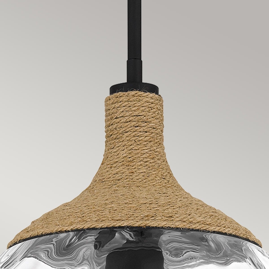 Quoizel - Lustra ar stieni ROYER 1xE27/60W/230V d. 30,2 cm caurspīdīga/melna/bēša