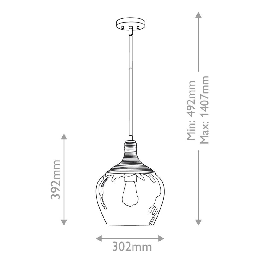 Quoizel - Lustra ar stieni ROYER 1xE27/60W/230V d. 30,2 cm caurspīdīga/melna/bēša