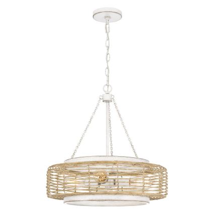 Quoizel - Lustra uz ķēdes WAYLON 4xE27/60W/230V Ø 50,4 cm brūna/balta