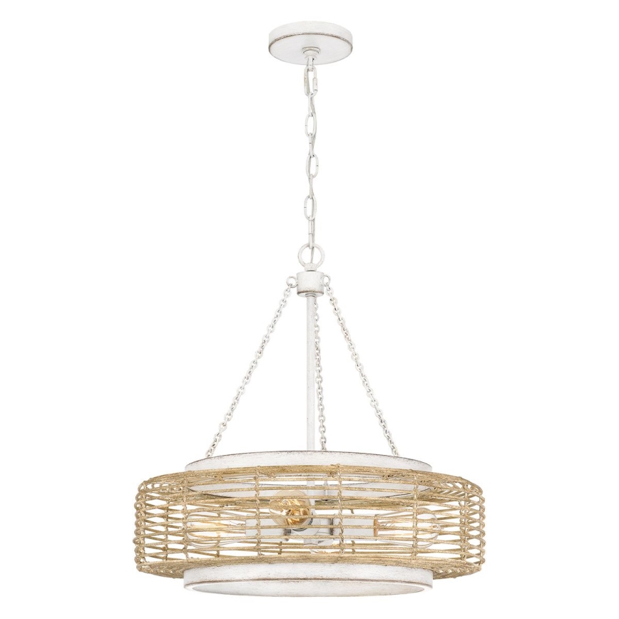 Quoizel - Lustra uz ķēdes WAYLON 4xE27/60W/230V Ø 50,4 cm brūna/balta