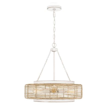 Quoizel - Lustra uz ķēdes WAYLON 4xE27/60W/230V Ø 50,4 cm brūna/balta