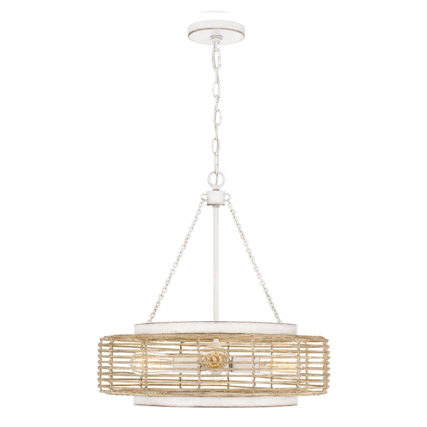 Quoizel - Lustra uz ķēdes WAYLON 4xE27/60W/230V Ø 50,4 cm brūna/balta