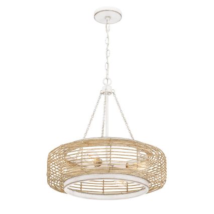 Quoizel - Lustra uz ķēdes WAYLON 4xE27/60W/230V Ø 50,4 cm brūna/balta