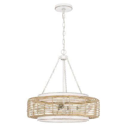 Quoizel - Lustra uz ķēdes WAYLON 4xE27/60W/230V Ø 50,4 cm brūna/balta