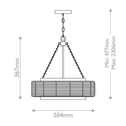Quoizel - Lustra uz ķēdes WAYLON 4xE27/60W/230V Ø 50,4 cm brūna/balta