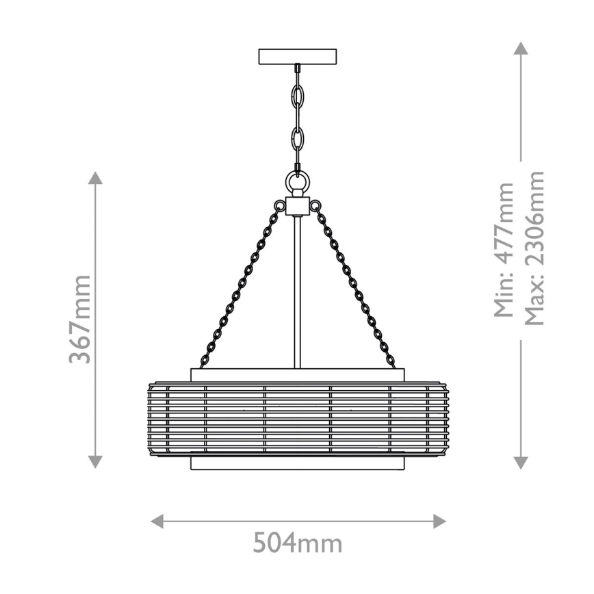 Quoizel - Lustra uz ķēdes WAYLON 4xE27/60W/230V Ø 50,4 cm brūna/balta