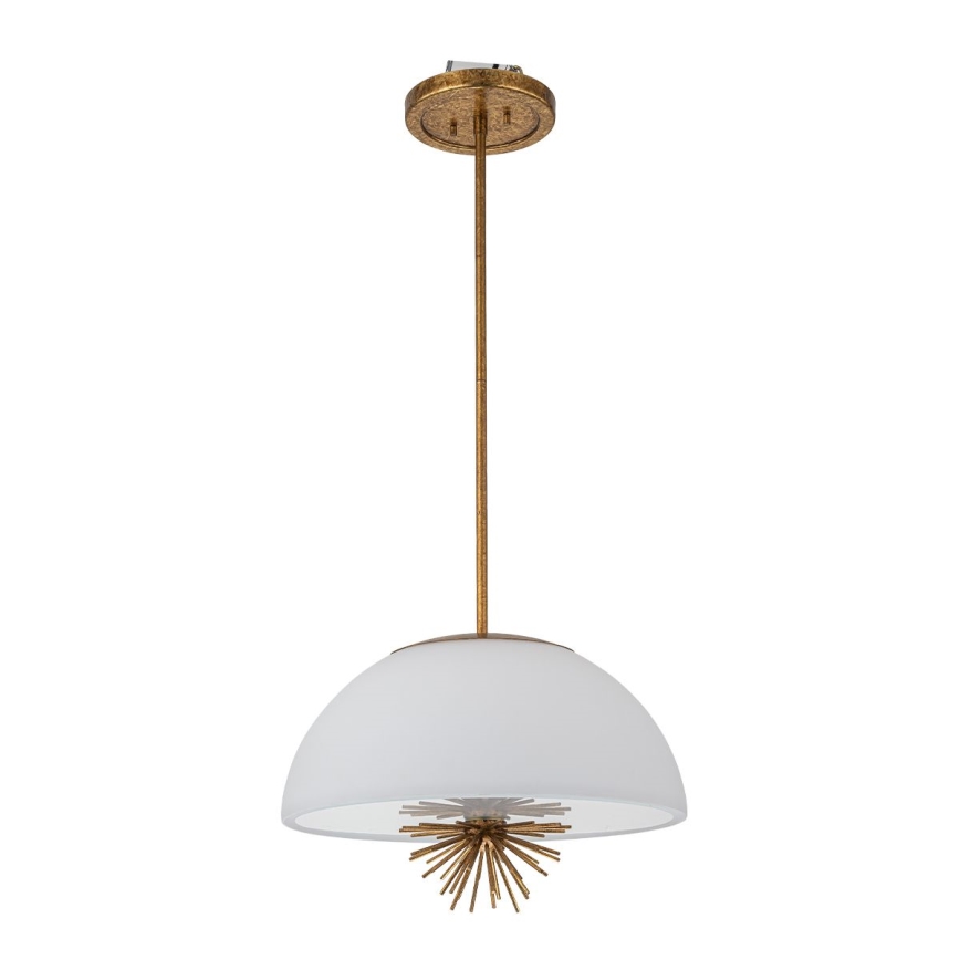 Quoizel - Lustra ar stieni STARING 3xE14/40W/230V d. 45,7 cm zelta/patina/balta