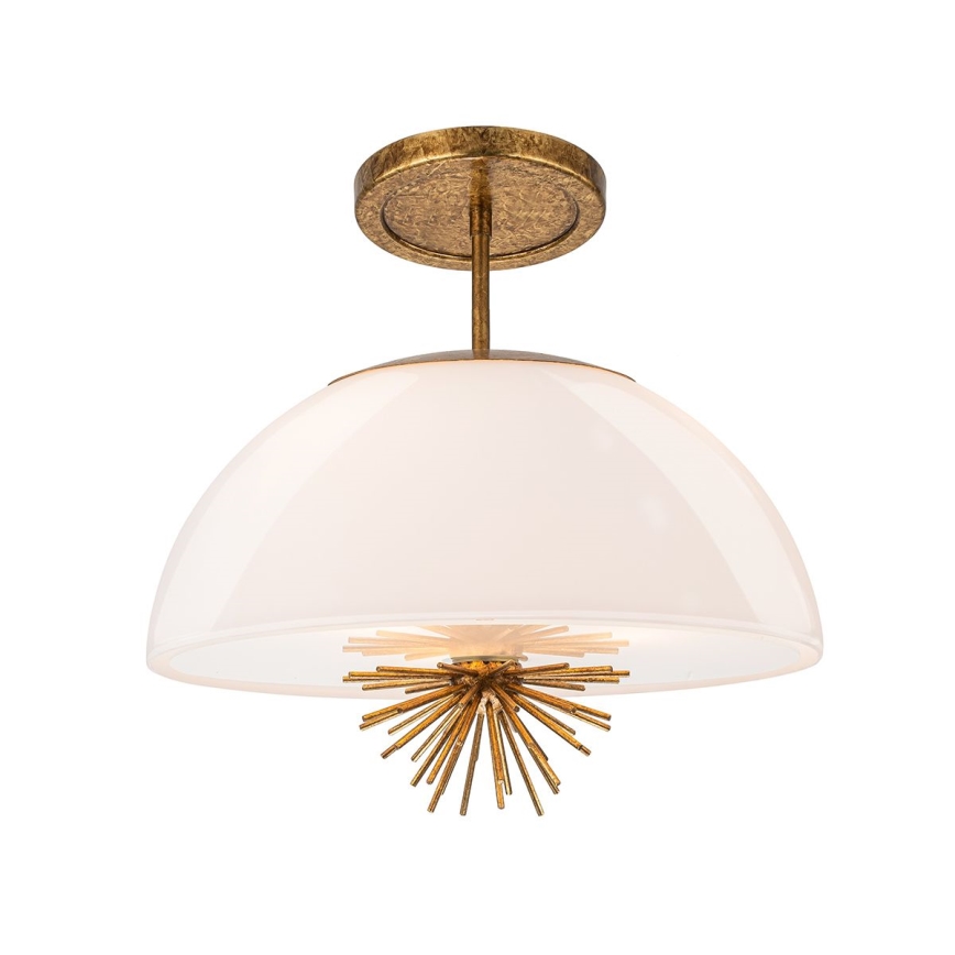 Quoizel - Lustra ar stieni STARING 3xE14/40W/230V d. 45,7 cm zelta/patina/balta