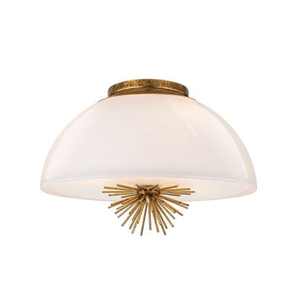 Quoizel - Lustra ar stieni STARING 3xE14/40W/230V d. 45,7 cm zelta/patina/balta