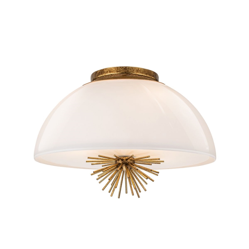 Quoizel - Lustra ar stieni STARING 3xE14/40W/230V d. 45,7 cm zelta/patina/balta