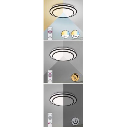 Rabalux - LED Aptumšojams griestu gaismeklis LED/40W/230V 3000-6500K melns + tālvadības pults