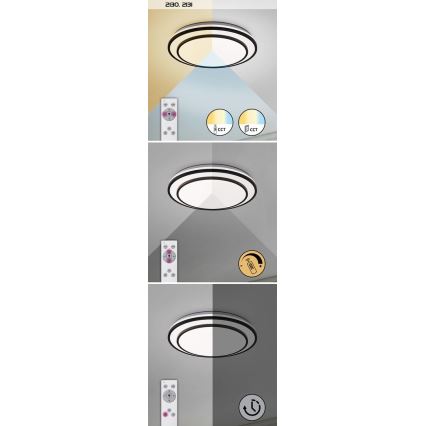 Rabalux - LED Aptumšojams griestu gaismeklis LED/40W/230V 3000-6500K sudraba + tālvadības pults
