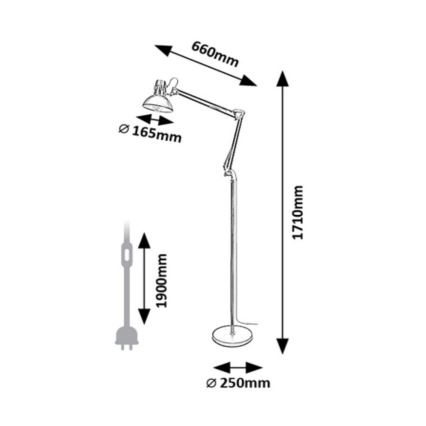 Rabalux - Grīdas stāvlampa 1xE27/40W/230V melna/spīdīga hroma