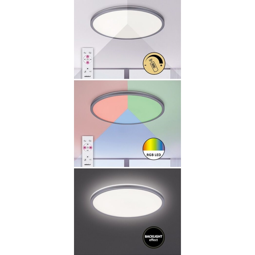 Rabalux - LED RGB regulējams griestu gaismeklis LED/22W/230V Wi-Fi Tuya + tālvadība 42x42 cm