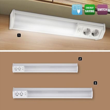 Rabalux - LED Virtuves zem skapīša lampa ar kontaktligzdām G13/15W/230V