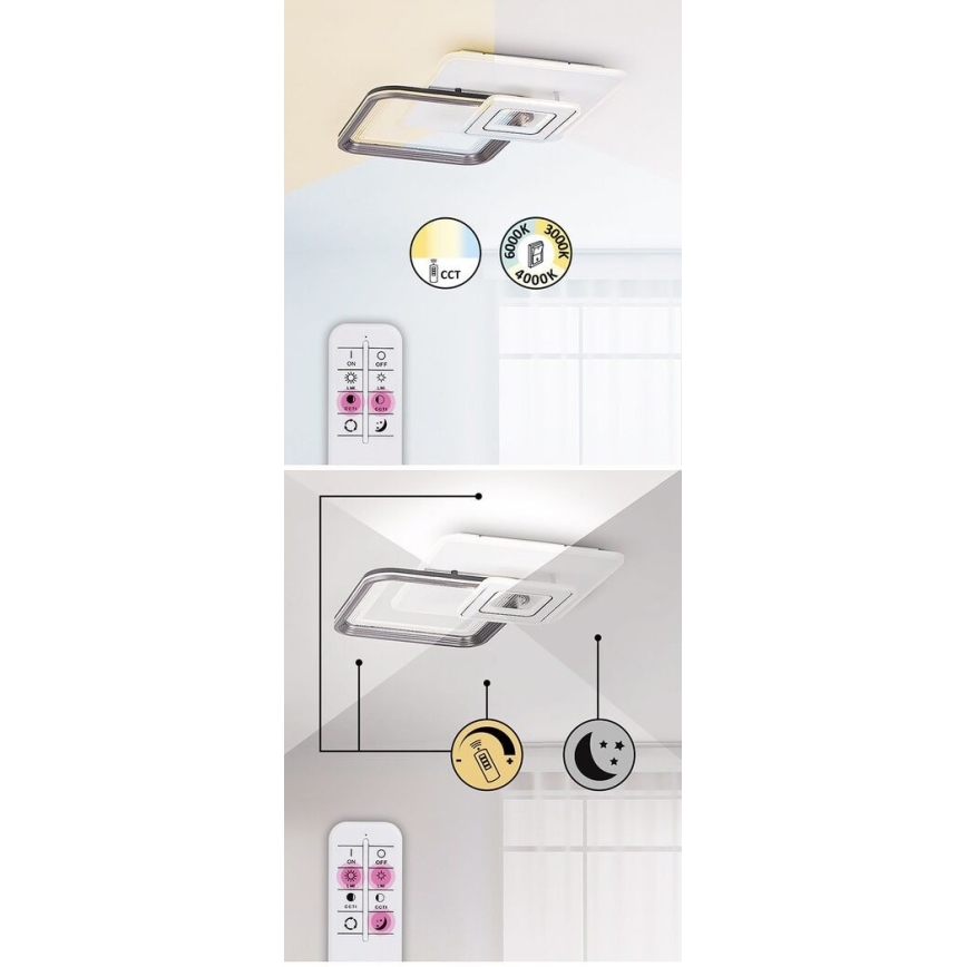 Rabalux - LED Aptumšojama virsapmetuma lustra LED/48W/230V 3000K/4000K/6000K + TP