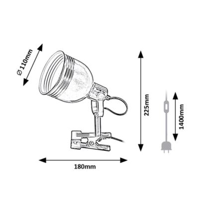 Rabalux - Lampa ar fiksatoru 1xE14/25W/230V melna