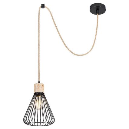 Rabalux - Lustra ar auklu FARFALLE 1xE27/40W/230V melna/dižskābarža