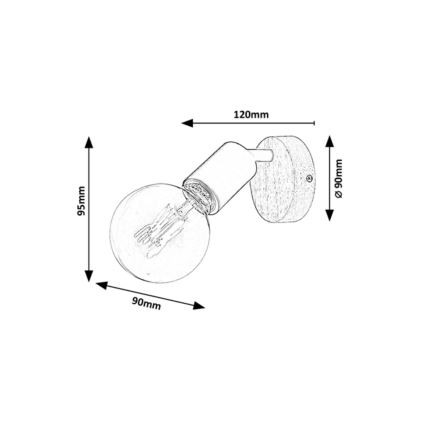 Rabalux - Sienas starmetis 1xE27/40W/230V gumijkoks